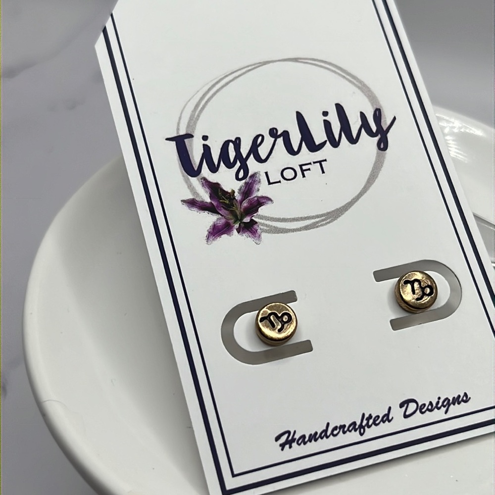 Capricorn Horoscope Stud Earrings.